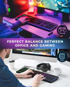 img 3 attached to 🔆 seenda Backlit Wireless Keyboard - 2.4G Rechargeable Illuminated Keyboard, Full Size Ergonomic RGB Backlit Gaming Keyboard with Foldable Stand for Computer/Desktop/PC/Laptop/Office