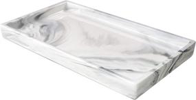 img 4 attached to White Ceramic Vanity Tray: Stylish Marble Decor 💎 Bathroom Organizer for Jewelry, Perfumes, and More - Medium Size