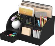 🖤 femeli black acrylic office desk organizer and accessories, with 8 compartments +1 drawer logo