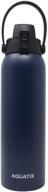 midnight blue 32-ounce aquatix flip top stainless steel sports water bottle - double wall insulated logo