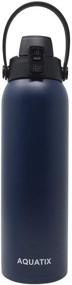 img 4 attached to Midnight Blue 32-Ounce Aquatix Flip Top Stainless Steel Sports Water Bottle - Double Wall Insulated