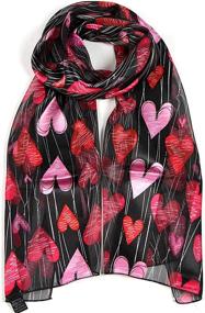 img 3 attached to 🎀 Charming Valentine Women's Accessories: Print Weight Scarves Ribbon for Scarves & Wraps