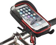 🚴 waterproof bike handlebar bag & mount holder - moozo universal cell phone pouch for iphone samsung htc lg smartphones up to 6'', with 360 rotation (black & red) logo