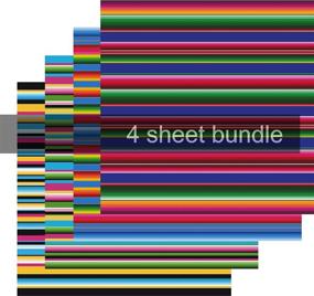 img 4 attached to 🌈 Vibrant Serape Vinyl Bundle: Striped Adhesive Sheets in Blue, Pink, Green, Yellow, and Black (4-12"x12")