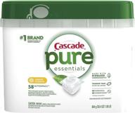 cascade pure essentials dishwasher pods, lemon essence - 58 count, actionpacs detergent logo