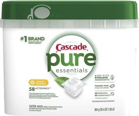 img 4 attached to Cascade Pure Essentials Dishwasher Pods, Lemon Essence - 58 Count, ActionPacs Detergent