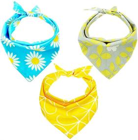 img 4 attached to CAROLLIFE Dog Bandana – 4Pcs-8Styles Reversible Triangle Bibs Scarfs: Colorful Neckerchiefs for Dogs and Cats