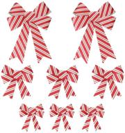 set of 8 red and white christmas bows by gift boutique - thick plastic, ideal for holiday decorating - includes 2 large, 3 medium, and 3 small bows logo