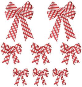 img 4 attached to Set of 8 Red and White Christmas Bows by Gift Boutique - Thick Plastic, Ideal for Holiday Decorating - Includes 2 Large, 3 Medium, and 3 Small Bows