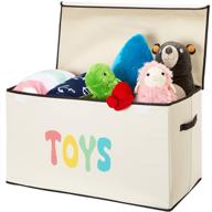 📦 woffit kids toy box - extra large, lightweight, collapsible storage chest for childrens toys, playroom organizers, beige logo