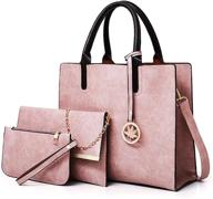 👜 susie island designer fashion tote and handbags: luxurious pu leather satchel shoulder bags wallet purse set (3pcs) logo