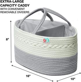 img 2 attached to Babynma Extra Large Rope Diaper Caddy - Portable Cotton Organizer for Baby and Toddler Essentials - Convenient Storage for Diapers, Wipes, Clothing, Burp Cloths, Toys, Bottles - Ideal for Nursery, Bedroom, Living Room, Car - Perfect Baby Shower and Registry Gift - White and Grey