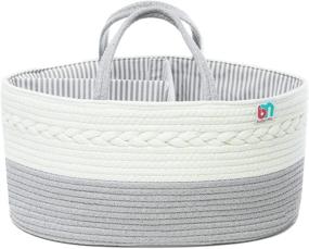 img 4 attached to Babynma Extra Large Rope Diaper Caddy - Portable Cotton Organizer for Baby and Toddler Essentials - Convenient Storage for Diapers, Wipes, Clothing, Burp Cloths, Toys, Bottles - Ideal for Nursery, Bedroom, Living Room, Car - Perfect Baby Shower and Registry Gift - White and Grey