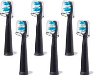 🪥 6 pack of black nylon bristle replacement toothbrush heads for fairywill electric toothbrush - compatible with fw-507/fw-508/2011/959/917/551, d1/d3/d7/d8 models – w shape design logo