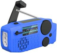 📻 2021 tiemahun portable solar emergency hand crank am fm noaa weather radio - reliable source of power, light, and information (blue) logo