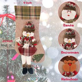 img 3 attached to 🎄 Personalized Christmas Stockings 3 Pack with 3D Santa, Snowman, Reindeer Design - 20'' Xmas Stockings for Kids and Holiday Decorations