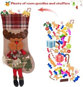 img 2 attached to 🎄 Personalized Christmas Stockings 3 Pack with 3D Santa, Snowman, Reindeer Design - 20'' Xmas Stockings for Kids and Holiday Decorations