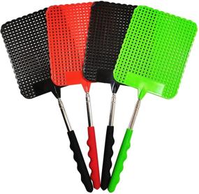 img 4 attached to 🪰 4-Pack of Dr. Dakota Telescopic Fly Swatters - Long 29-inch Heavy Duty Extendable Manual Plastic Fly Swatter with Stainless Steel Pole - Premium Flyswatter, Assorted Colors (Set of 3)