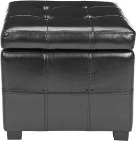 img 2 attached to 🪑 Safavieh Hudson Collection NoHo Tufted Black Leather Square Storage Ottoman: Stylish and Functional Storage Solution