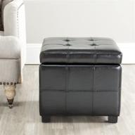 🪑 safavieh hudson collection noho tufted black leather square storage ottoman: stylish and functional storage solution logo