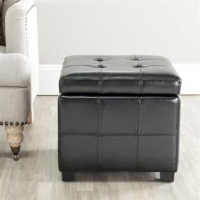 img 4 attached to 🪑 Safavieh Hudson Collection NoHo Tufted Black Leather Square Storage Ottoman: Stylish and Functional Storage Solution