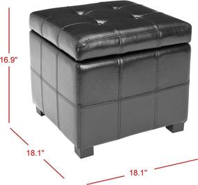 img 1 attached to 🪑 Safavieh Hudson Collection NoHo Tufted Black Leather Square Storage Ottoman: Stylish and Functional Storage Solution