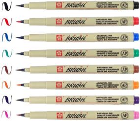 img 3 attached to 🖌️ Sakura Archival Brush Pens - 8 Piece Assorted Colors Set
