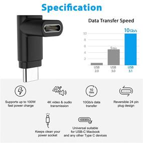 img 1 attached to 🔌 2-Pack of Low Profile USB C Up & Down Adapters with 100W PD Quick Charge - 90 Degree USB Type C Male to Female for Thunderbolt 3 MacBook, Nintendo Switch, Samsung