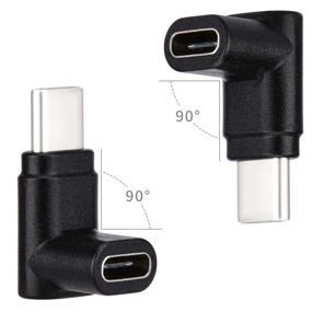 img 2 attached to 🔌 2-Pack of Low Profile USB C Up & Down Adapters with 100W PD Quick Charge - 90 Degree USB Type C Male to Female for Thunderbolt 3 MacBook, Nintendo Switch, Samsung