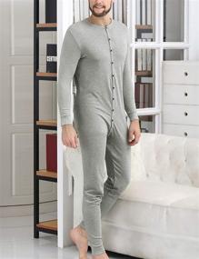 img 2 attached to COLORFULLEAF Men's Cotton Thermal Underwear Union Suits: Stylish and Functional Base Layer for Ultimate Comfort