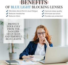 img 3 attached to Elegant Style Blue Light Blocking Computer Glasses for Men and Women - Reduce Eyestrain from Screens and Computers, Anti Glare