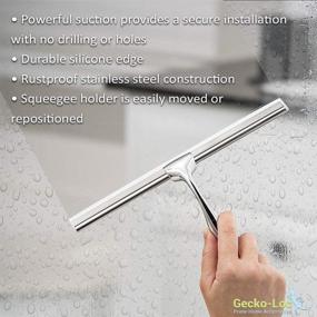 img 2 attached to 🚿 Rustproof Stainless Steel Bathroom Squeegee with Sleek Suction Cup Hook - Gecko-Loc Shower Cleaner for Glass, Mirror, and Door - Includes Adhesive DISKS!