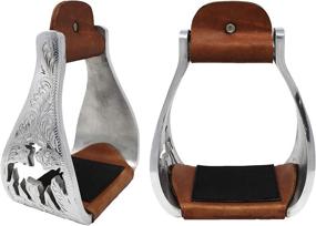 img 2 attached to Challenger 51146: Premium Western Aluminium Bell Engraved Cut-Out Stirrups for Ultimate Horseback Riding Experience