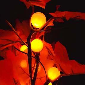 img 3 attached to 🍁 Artificial Maple Tree Light with Pumpkin - 24 LEDs, 22" Tabletop Fall Decoration for Home, Table, Thanksgiving, Halloween Party - Indoor/Outdoor - Battery Operated