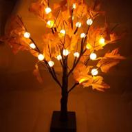 🍁 artificial maple tree light with pumpkin - 24 leds, 22" tabletop fall decoration for home, table, thanksgiving, halloween party - indoor/outdoor - battery operated логотип