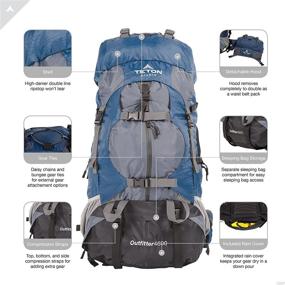 img 2 attached to 🎒 TETON Sports Outfitter 4600 Ultralight Internal Frame Backpack – Unleash the Power of the Ultimate Outdoor Companion; Perfect for Hiking, Camping, and Travel; Includes Sewn-In Rain Cover, Navy Blue, 35.5-Inch x 14.4-Inch x 14-Inch