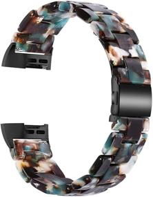 img 3 attached to 🌸 Stylish Blue Flower Resin Bands: iLVANYA Compatible with Fitbit Charge 4/Charge 3/SE Watch Band for Women Girls - Bracelet Replacement