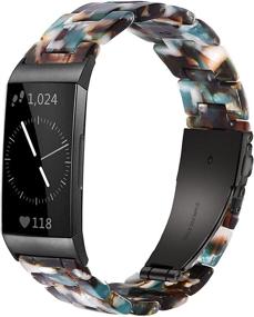 img 4 attached to 🌸 Stylish Blue Flower Resin Bands: iLVANYA Compatible with Fitbit Charge 4/Charge 3/SE Watch Band for Women Girls - Bracelet Replacement