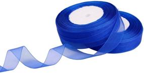 img 1 attached to 🎀 Feyarl 1-inch Sheer Tulle Royal Blue Organza Ribbon: Perfect for Christmas Crafts, Wedding Décor, Gift Wrapping, Hair Bows, and Floral Projects