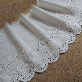 img 4 attached to 🌸 Floral Embroidered Cotton Eyelet Fabric Trim: 2 Yards, 19cm Width - Quality and Elegance Combined