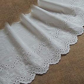 img 2 attached to 🌸 Floral Embroidered Cotton Eyelet Fabric Trim: 2 Yards, 19cm Width - Quality and Elegance Combined