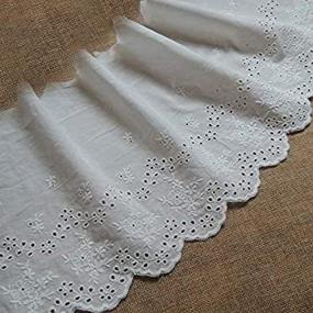 img 1 attached to 🌸 Floral Embroidered Cotton Eyelet Fabric Trim: 2 Yards, 19cm Width - Quality and Elegance Combined