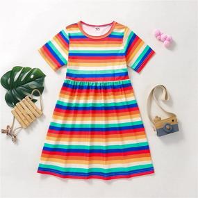 img 1 attached to 👗 YIRONGWANG Girls' Casual Dress: Short Sleeve, O-Neck, A-line Girls Dress with Floral Print - Ideal for Kids