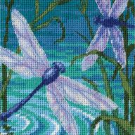 🐉 exquisite dragonfly needlepoint kit: create stunning artwork with dimensions, 5'' w x 5'' h logo