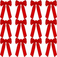 🎁 12-pack red velvet christmas wreath bows - 9 x 16 inches - ideal for parties, garland, trees, large gifts - indoor/outdoor xmas decorations by willbond logo