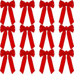 img 4 attached to 🎁 12-Pack Red Velvet Christmas Wreath Bows - 9 x 16 Inches - Ideal for Parties, Garland, Trees, Large Gifts - Indoor/Outdoor Xmas Decorations by WILLBOND