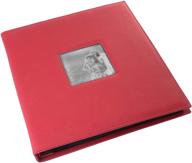 red co. red faux leather family photo album with front cover window frame – holds 600 4x6 pictures logo