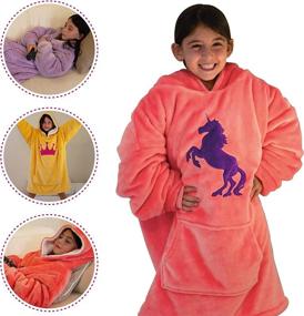 img 1 attached to BLUENIDO Oversized Blanket Hoodie for Kids – Ultimate Cozy Wearable Sherpa Blanket for Princess Inspired Comfort – One-Size-Fits-All