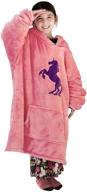 bluenido oversized blanket hoodie for kids – ultimate cozy wearable sherpa blanket for princess inspired comfort – one-size-fits-all logo