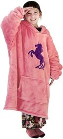 img 4 attached to BLUENIDO Oversized Blanket Hoodie for Kids – Ultimate Cozy Wearable Sherpa Blanket for Princess Inspired Comfort – One-Size-Fits-All